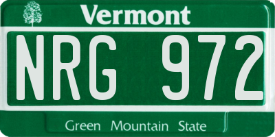 VT license plate NRG972