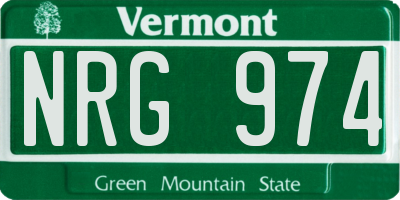 VT license plate NRG974