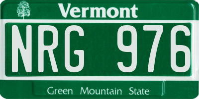VT license plate NRG976
