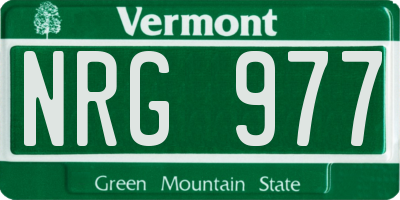 VT license plate NRG977
