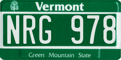 VT license plate NRG978