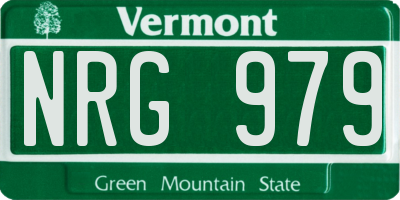 VT license plate NRG979