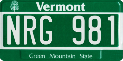 VT license plate NRG981