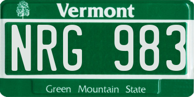 VT license plate NRG983