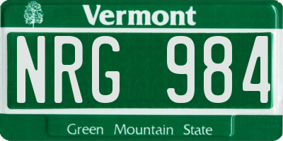 VT license plate NRG984