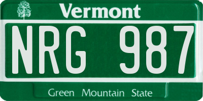 VT license plate NRG987