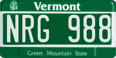 VT license plate NRG988