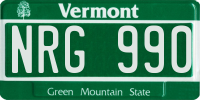 VT license plate NRG990