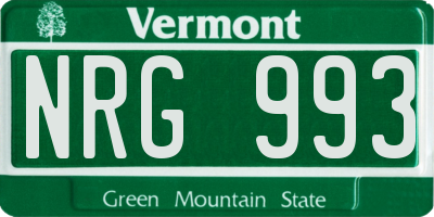 VT license plate NRG993