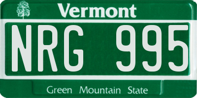 VT license plate NRG995