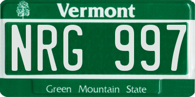 VT license plate NRG997
