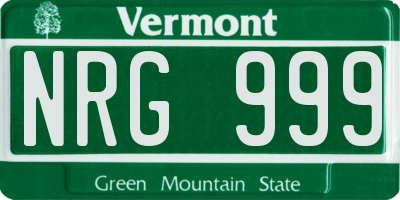 VT license plate NRG999