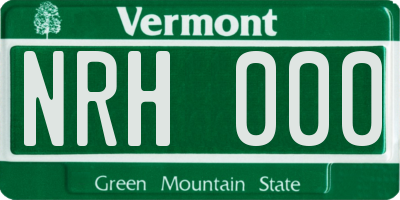 VT license plate NRH000