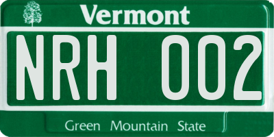 VT license plate NRH002
