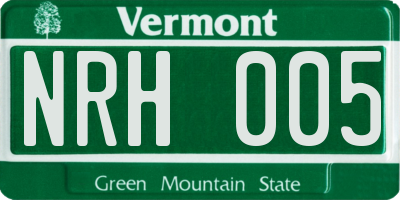 VT license plate NRH005