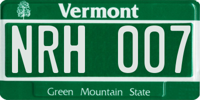 VT license plate NRH007