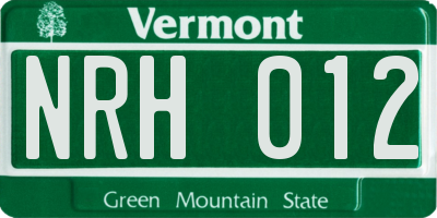VT license plate NRH012