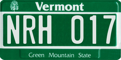 VT license plate NRH017