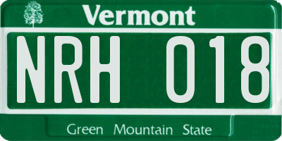 VT license plate NRH018