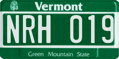 VT license plate NRH019