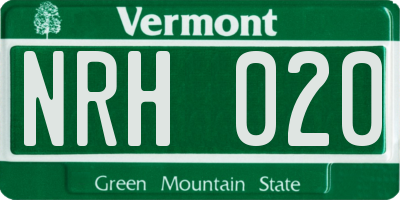 VT license plate NRH020