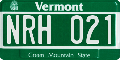 VT license plate NRH021