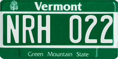 VT license plate NRH022