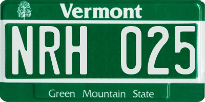VT license plate NRH025