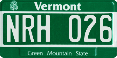 VT license plate NRH026