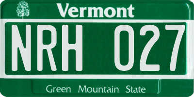 VT license plate NRH027