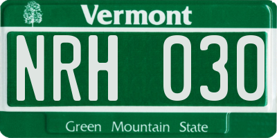 VT license plate NRH030