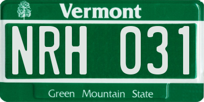 VT license plate NRH031