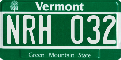 VT license plate NRH032