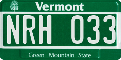 VT license plate NRH033