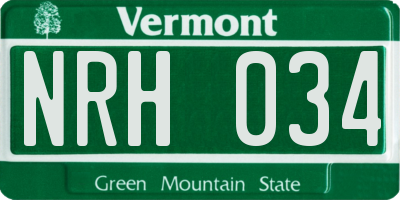 VT license plate NRH034