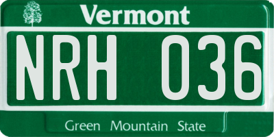 VT license plate NRH036