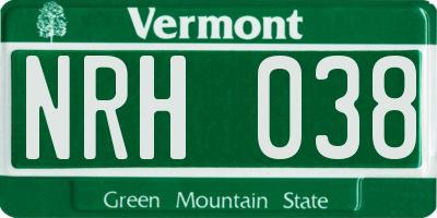 VT license plate NRH038