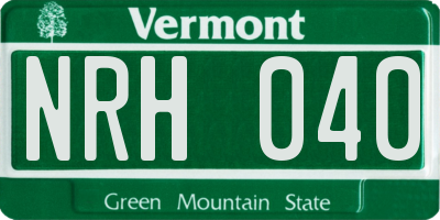 VT license plate NRH040