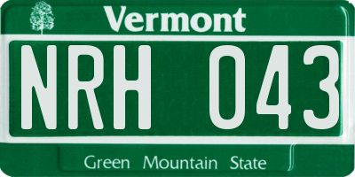 VT license plate NRH043