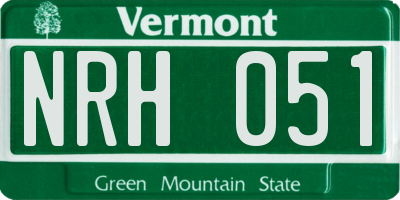 VT license plate NRH051