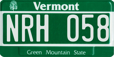 VT license plate NRH058