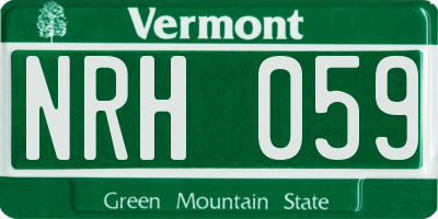 VT license plate NRH059
