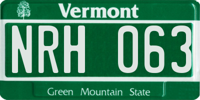 VT license plate NRH063