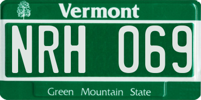 VT license plate NRH069