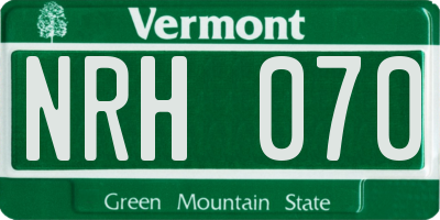 VT license plate NRH070