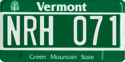 VT license plate NRH071