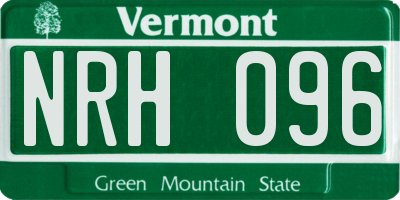 VT license plate NRH096