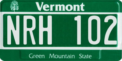 VT license plate NRH102