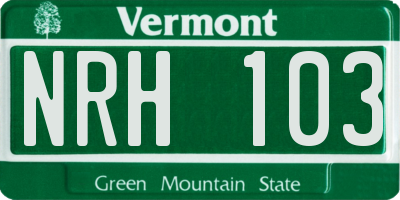 VT license plate NRH103
