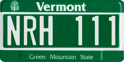 VT license plate NRH111